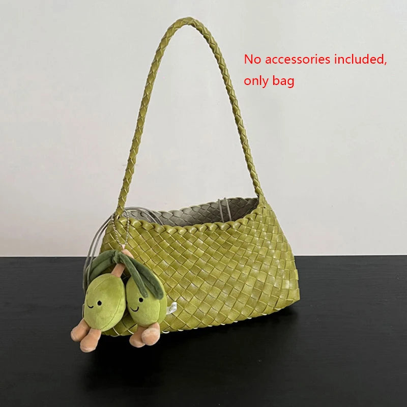 Women's Hand-Woven Basket Bag - Casual Vacation Shoulder Tote