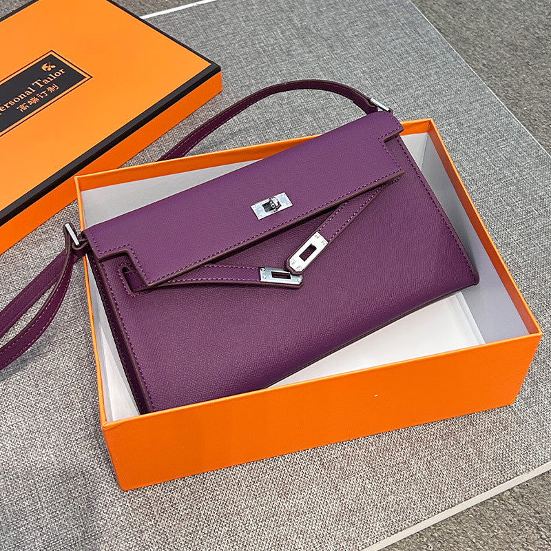 Élise Envelope Shoulder Bag in anemone purple with silver hardware