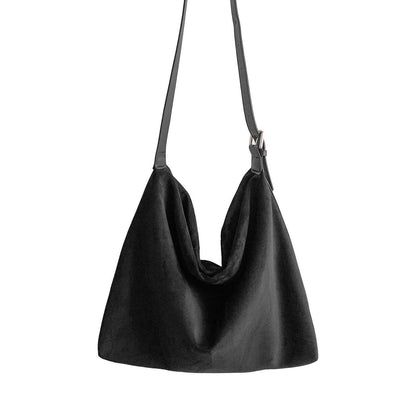 Sloane Suede Hobo Bag in black, front view