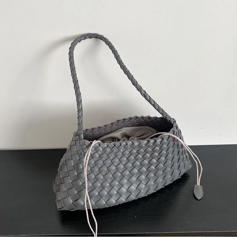 Women's Hand-Woven Basket Bag - Casual Vacation Shoulder Tote