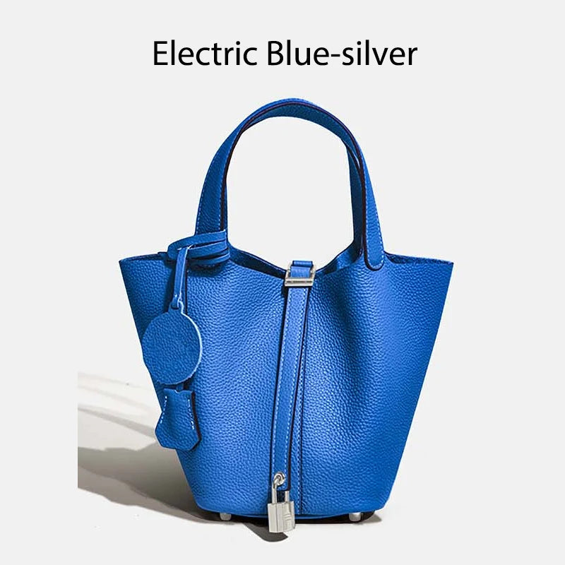 Luxury Leather Bucket Bag - Designer Tote Handbag for Women