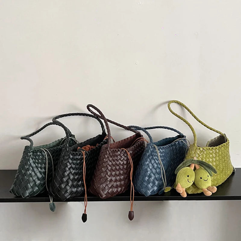 Women's Hand-Woven Basket Bag - Casual Vacation Shoulder Tote