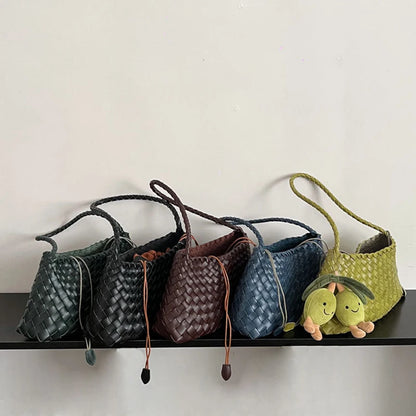 Women's Hand-Woven Basket Bag - Casual Vacation Shoulder Tote