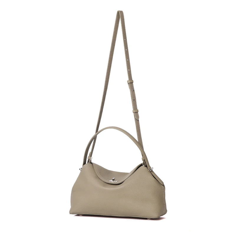 Genuine Grade Cow Leather Fashion Women's Black Handbag Luxury Deisgner Cowhide Shoulder Crossbody Female Bag Beige Coffe Brown