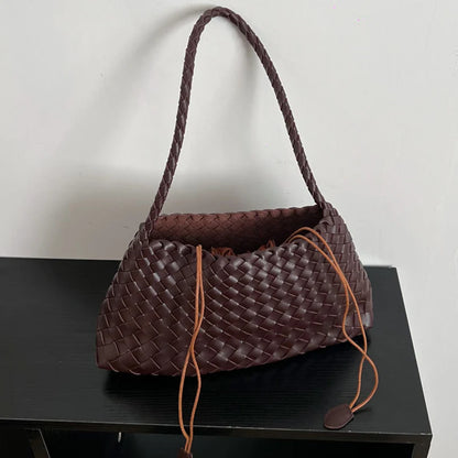 Women's Hand-Woven Basket Bag - Casual Vacation Shoulder Tote
