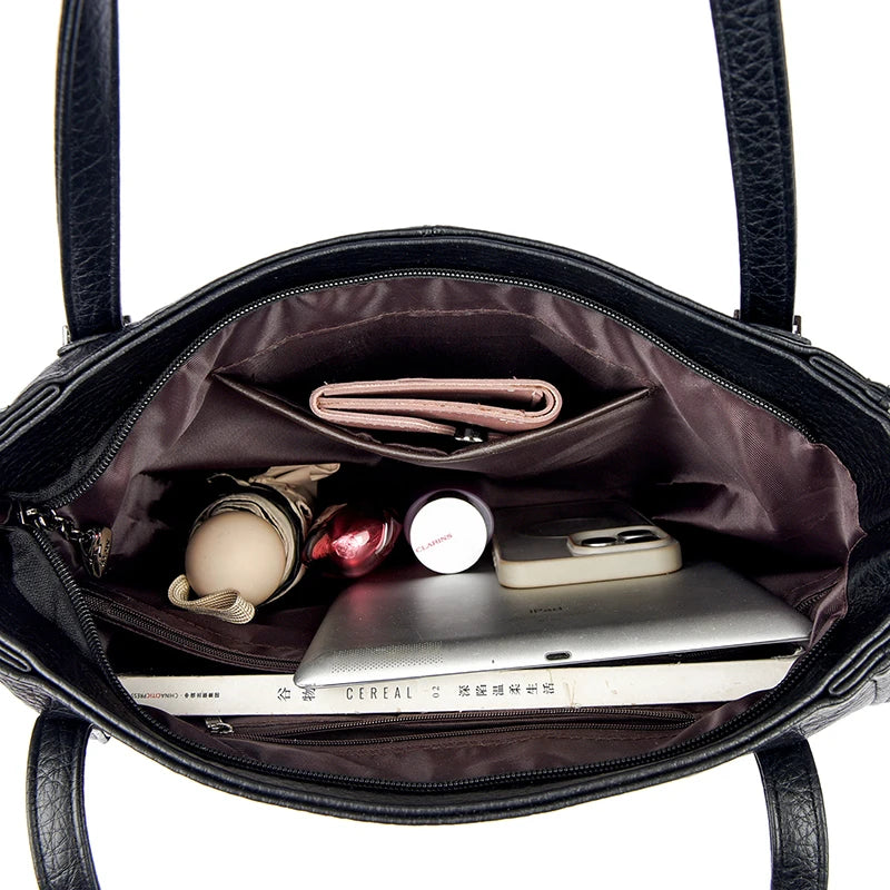 Top Quality Handbags for Women Luxury Designer Soft Pu Leather Tote Bag Ladies Daily Commuting Work Sac Casual Female Hand Bags