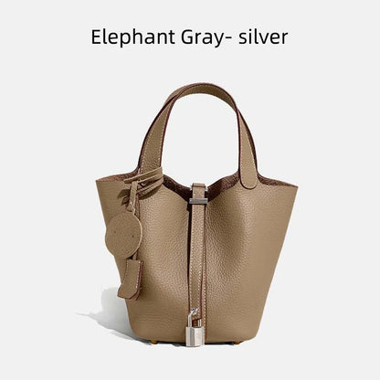 Luxury Leather Bucket Bag - Designer Tote Handbag for Women