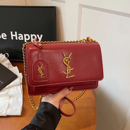 Women's bags, high-end women's messenger bags, large-capacity textured shoulder small square bags, chain commuter mobile phone