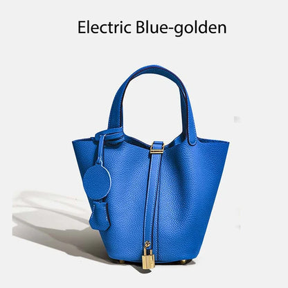 Luxury Leather Bucket Bag - Designer Tote Handbag for Women
