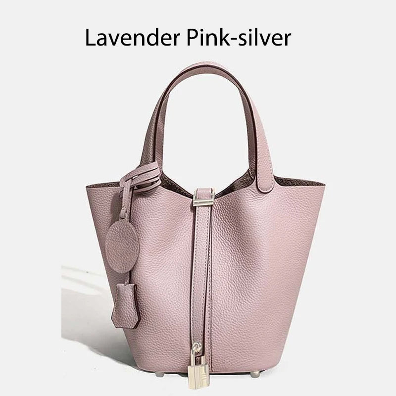 Luxury Leather Bucket Bag - Designer Tote Handbag for Women