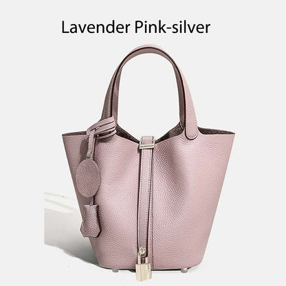 Luxury Leather Bucket Bag - Designer Tote Handbag for Women