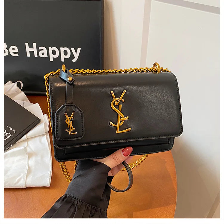 Women's bags, high-end women's messenger bags, large-capacity textured shoulder small square bags, chain commuter mobile phone