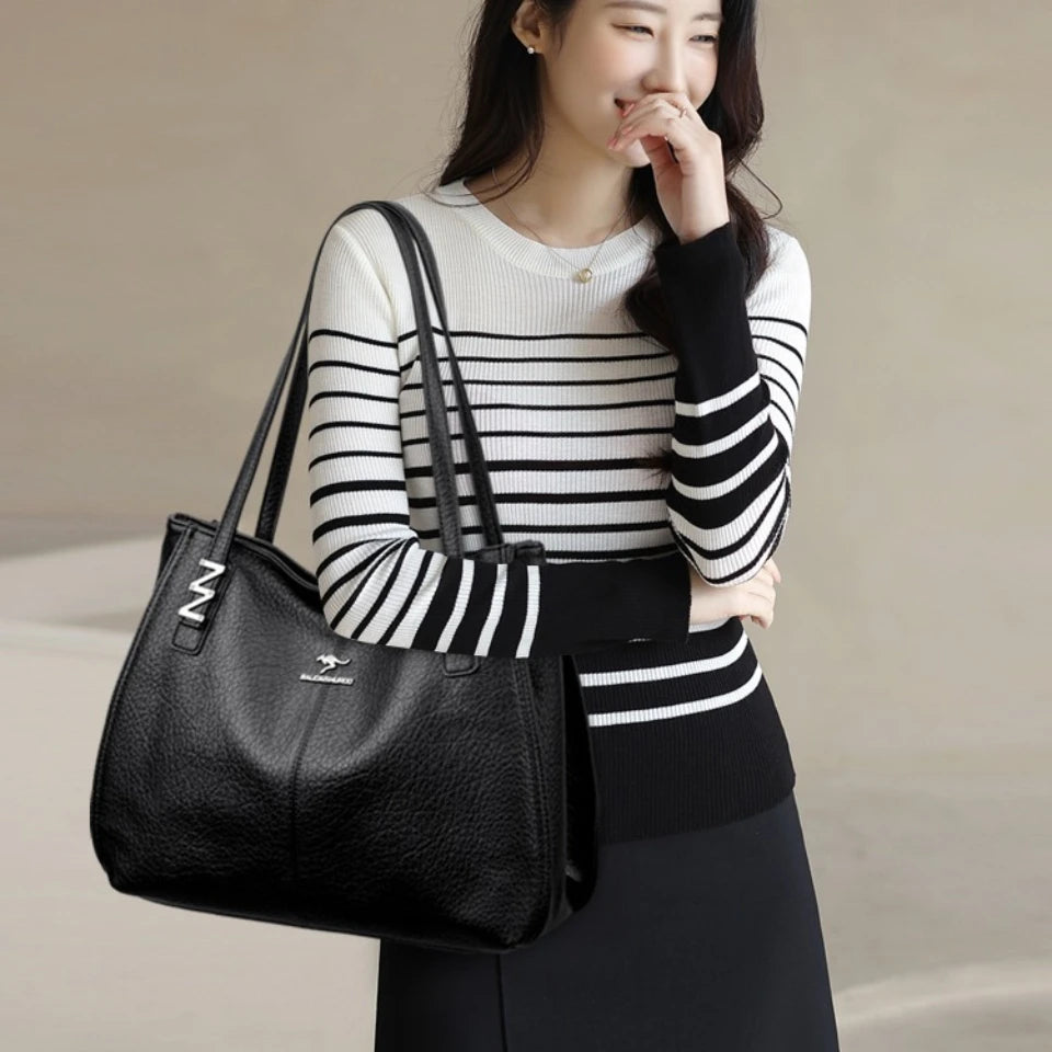 Top Quality Handbags for Women Luxury Designer Soft Pu Leather Tote Bag Ladies Daily Commuting Work Sac Casual Female Hand Bags