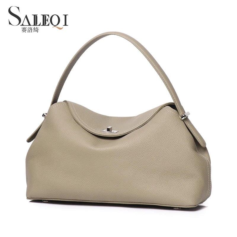 Genuine Grade Cow Leather Fashion Women's Black Handbag Luxury Deisgner Cowhide Shoulder Crossbody Female Bag Beige Coffe Brown