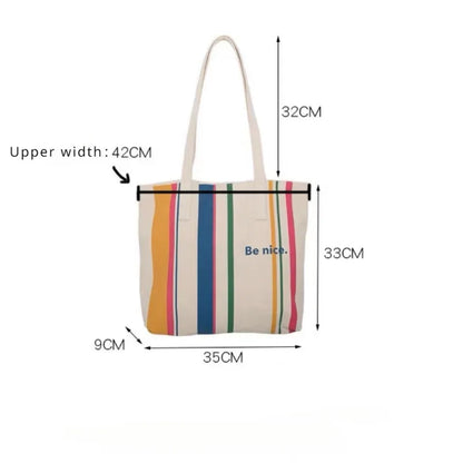 Simple Line One Shoulder Canvas Bag Korean Edition Leisure Art Student Shopping Bag Commuter Computer Handbag