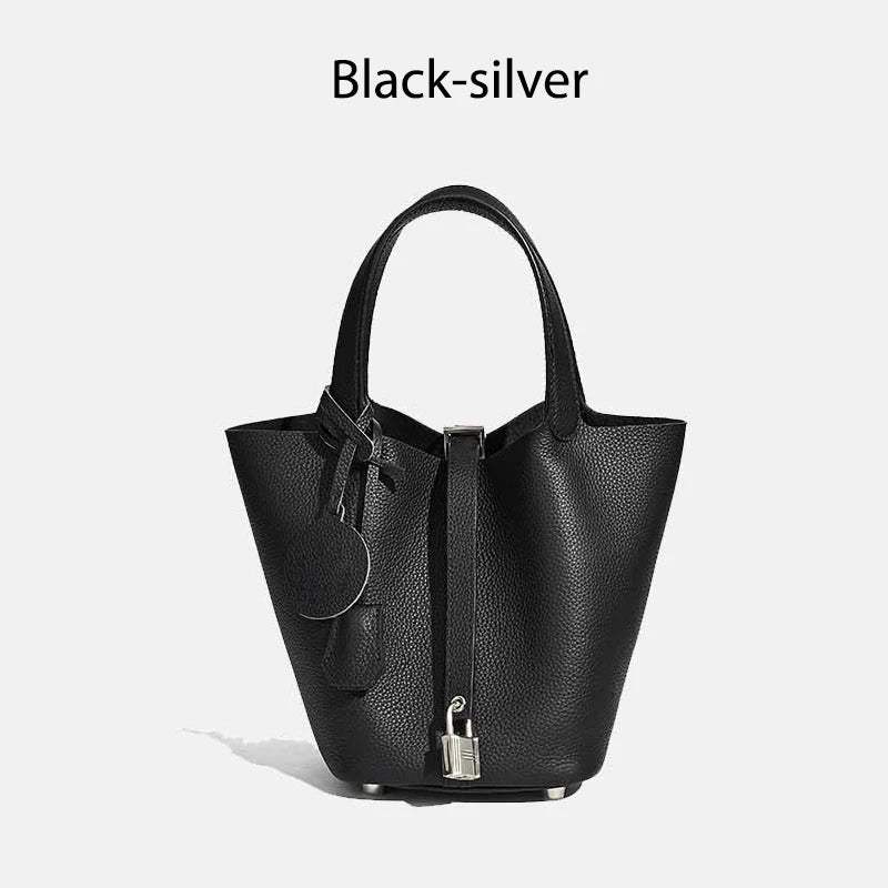 Luxury Leather Bucket Bag - Designer Tote Handbag for Women