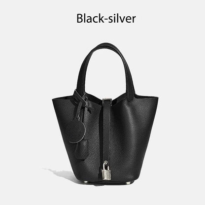 Luxury Leather Bucket Bag - Designer Tote Handbag for Women