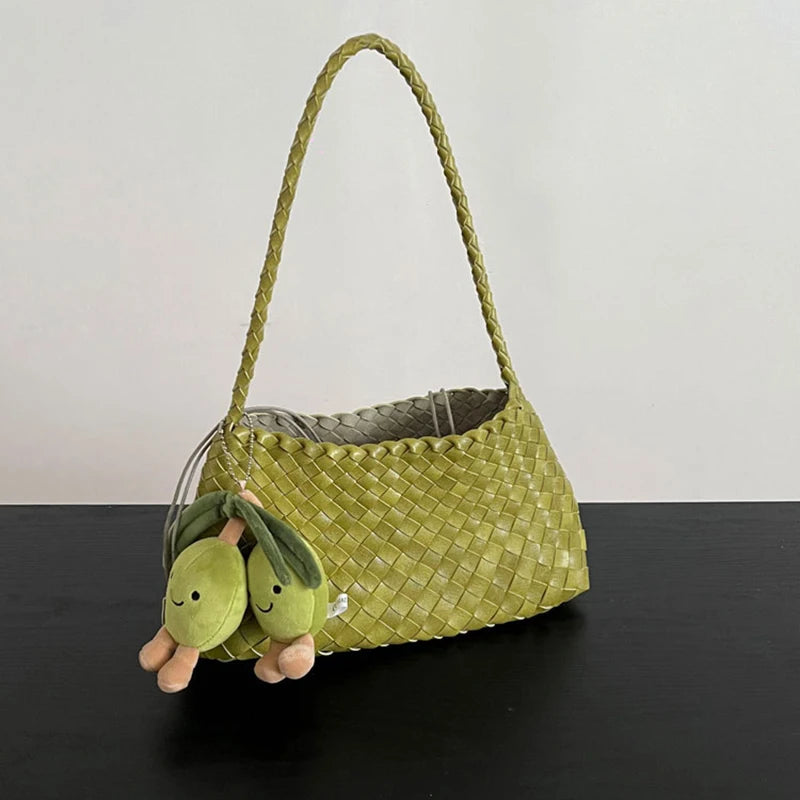 Women's Hand-Woven Basket Bag - Casual Vacation Shoulder Tote