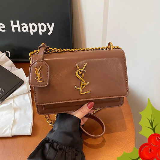 Women's bags, high-end women's messenger bags, large-capacity textured shoulder small square bags, chain commuter mobile phone