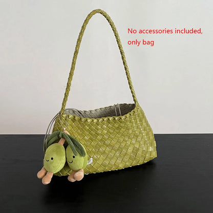 Women's Hand-Woven Basket Bag - Casual Vacation Shoulder Tote