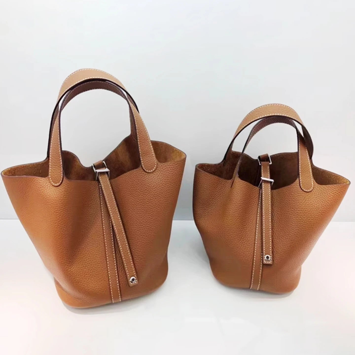 Luxury Leather Bucket Bag - Designer Tote Handbag for Women