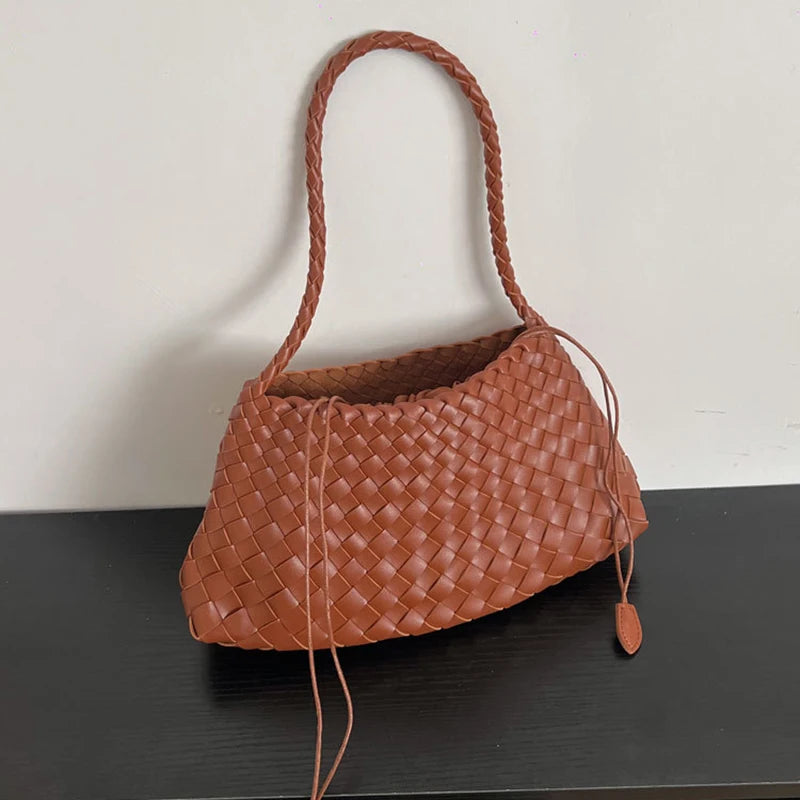 Women's Hand-Woven Basket Bag - Casual Vacation Shoulder Tote