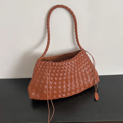 Women's Hand-Woven Basket Bag - Casual Vacation Shoulder Tote