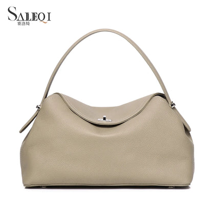 Genuine Grade Cow Leather Fashion Women's Black Handbag Luxury Deisgner Cowhide Shoulder Crossbody Female Bag Beige Coffe Brown