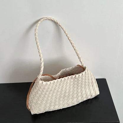 Women's Hand-Woven Basket Bag - Casual Vacation Shoulder Tote