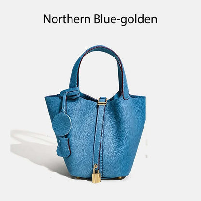 Luxury Leather Bucket Bag - Designer Tote Handbag for Women