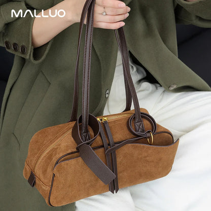 Soft Suede Leather Shoulder Bag - Women's Luxury Designer Handbag