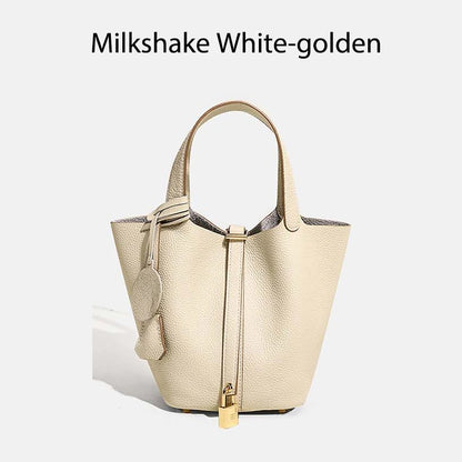 Luxury Leather Bucket Bag - Designer Tote Handbag for Women