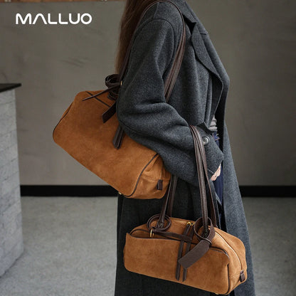 Soft Suede Leather Shoulder Bag - Women's Luxury Designer Handbag