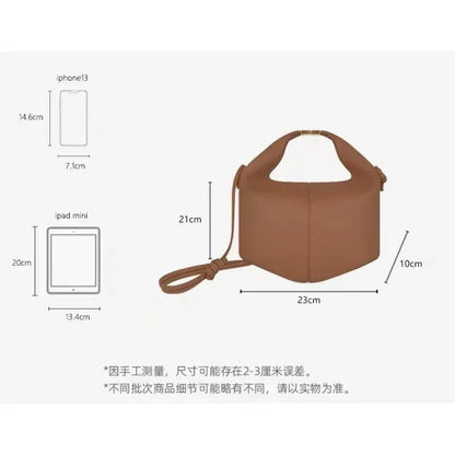 Leather Lunch Bag With Gold-Tone Closure
