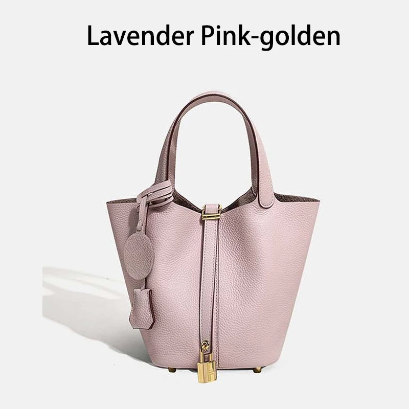 Luxury Leather Bucket Bag - Designer Tote Handbag for Women