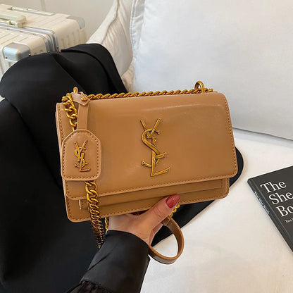 Women's bags, high-end women's messenger bags, large-capacity textured shoulder small square bags, chain commuter mobile phone