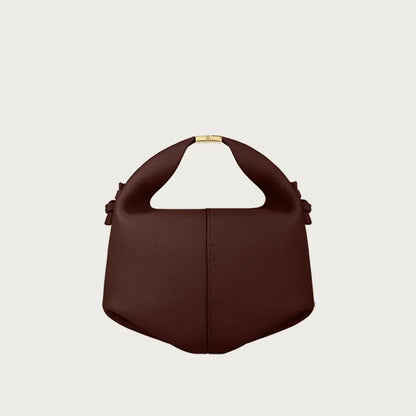Leather Lunch Bag With Gold-Tone Closure