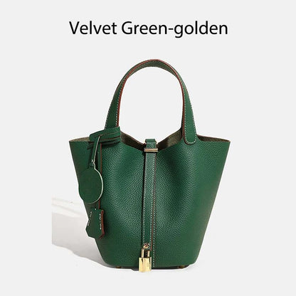 Luxury Leather Bucket Bag - Designer Tote Handbag for Women