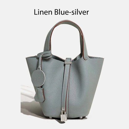 Luxury Leather Bucket Bag - Designer Tote Handbag for Women