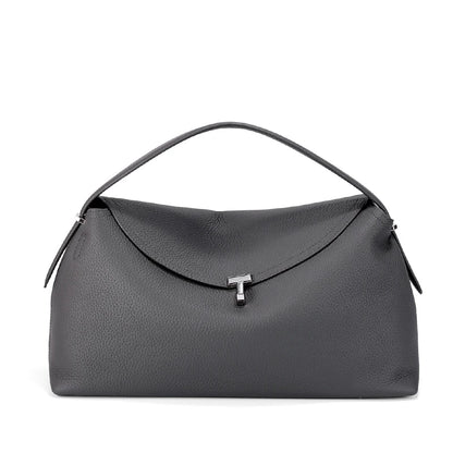 Textured Leather Shoulder Bag With Silver Hardware