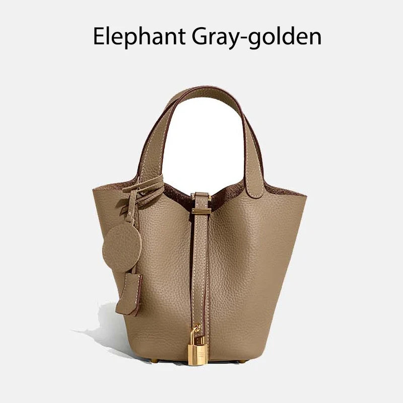 Luxury Leather Bucket Bag - Designer Tote Handbag for Women