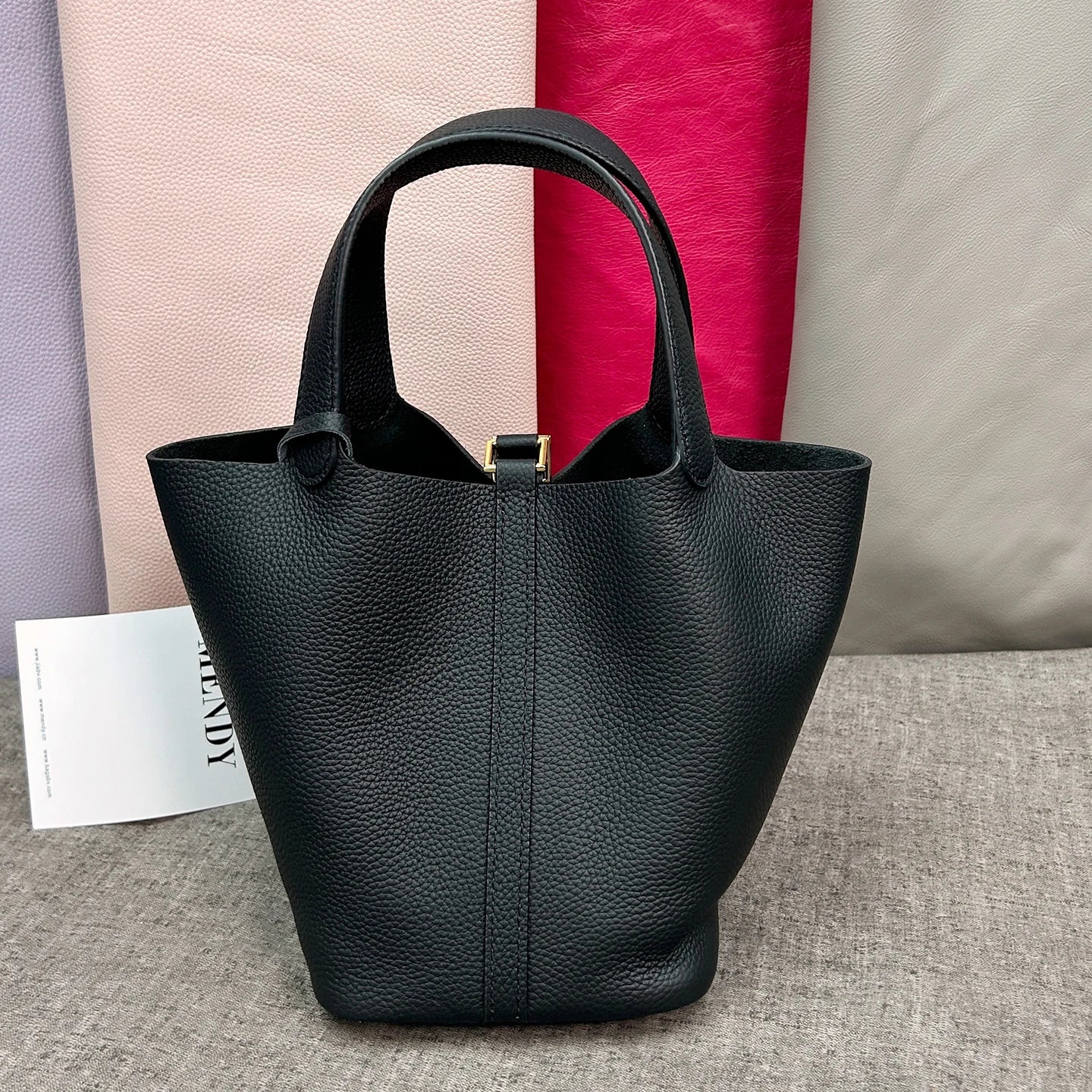 Luxury Leather Bucket Bag - Designer Tote Handbag for Women