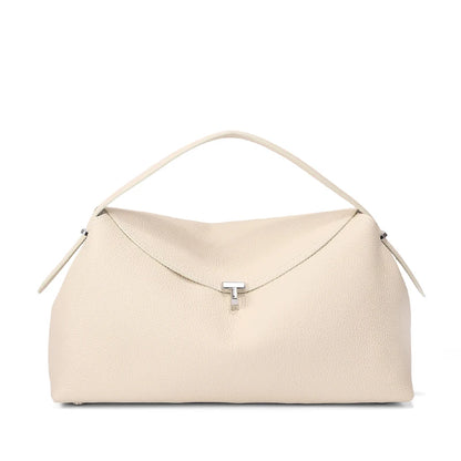 Textured Leather Shoulder Bag With Silver Hardware
